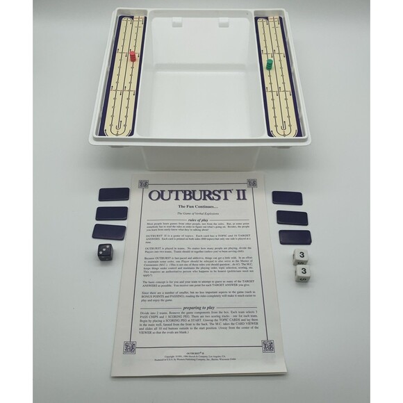 OUTBURST II Game Replacement Pieces Scoring Tracks Pegs Dice Chips Rules Holder - Picture 1 of 7